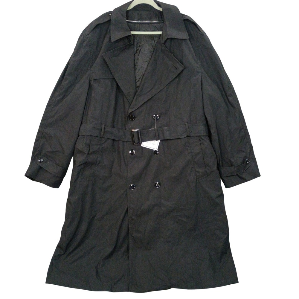 DSCP Men 52L Garrison Collection All Weather Trench Coat Jacket Black Belted New